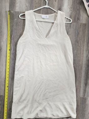 Everlane Cream Ivory V-Neck Sleeveless Sheath Silk  Dress US8 MEDIUM